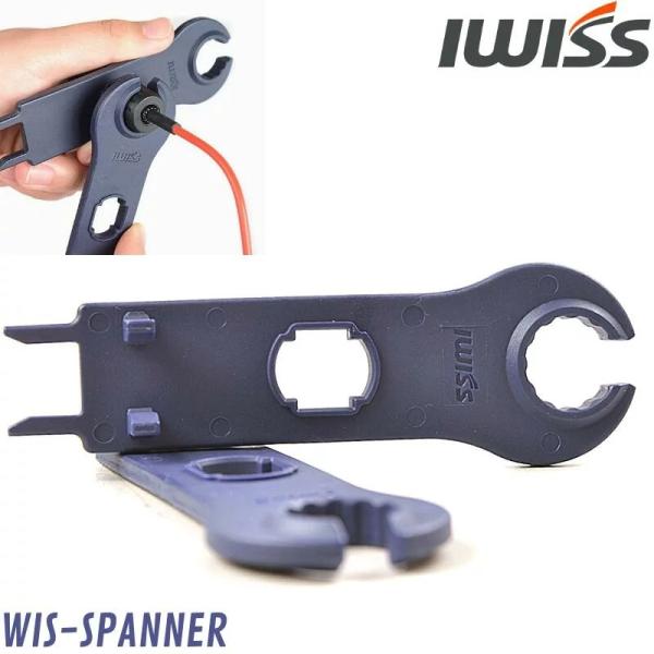 ブランド IWISS型番 WIS-SPANNER(2個セット)材質 高強度樹脂外形寸法 L115mm重量 18g×2個用途 MC4オス・メスコネクタの締め付け・ロック解除用の工具使用方法(2パターン) 方法１：レンチピンをコネクタをロック部...