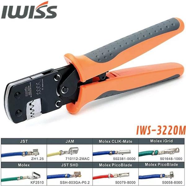 アイウィス IWISS 圧着工具 JSTコネクタ用 圧着ペンチ ラチェット式 オープンバレル EDM加工 高品質 0.03-0.5mm2 極小端子対応 IWS-3220M