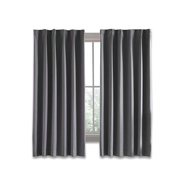 他サイト： Hansleep カーテン 遮光カーテン 1級遮光 厚手 断熱 防寒 防音 無地 洗濯可能 寝室 リビング 2枚組 グレー 幅100cm×丈17の商品画像