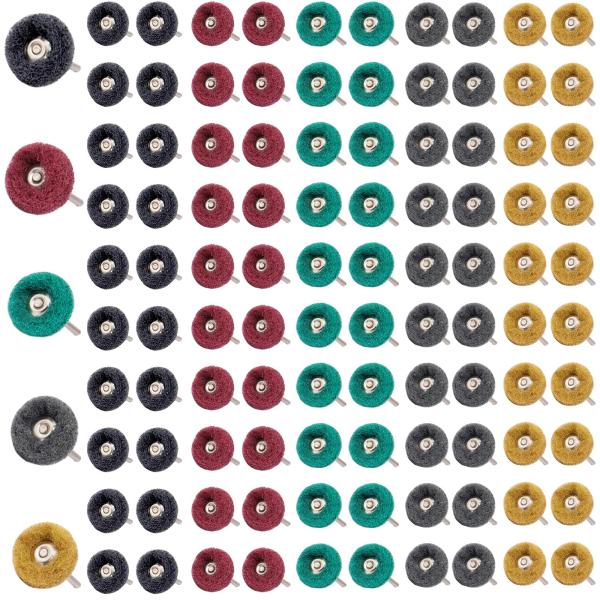 100枚セット 繊維バフ・黄/緑/赤/黒/グレー  ミニルーター バフ・・Style:100枚セット 繊維バフ・さまざまな研磨ニーズに満足する5種類繊維バフ 100枚セット、#80番（イエロー）、#150番（グリーン）、#240番（赤）、#...