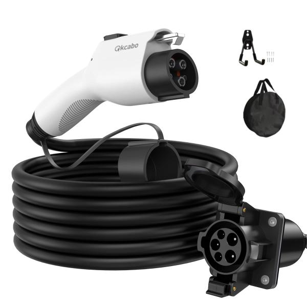 Qkcabo 32A 電気自動車充電器延長ケーブル、100-250V 6M EV充電