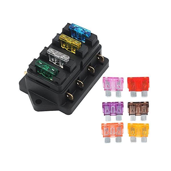 他サイト： KILIGEN ユニバーサル車のトラック車両4ウェイライン車中型ブレードヒューズボックスブロックホルダー黒10個ブレードヒューズ（3A / 5Aの商品画像