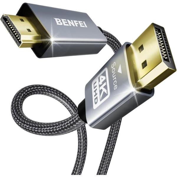 他サイト： BENFEI 4K DisplayPort - HDMI 1.8m ケーブル アルミニウム シェル、ナイロン編組、単方向 DP 1.2 コンピュの商品画像