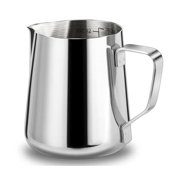 モダンシルバー/0.4 L/Breame・見やすい目盛りで、量の調整が手軽に 内側に目盛りが付いているから、毎回同じ量を注ぎやすく、初心者でも安心。家庭用はもちろん、ミルクジャグとしてカフェでも活躍します。・スムーズに注げて、理想のラテアー...