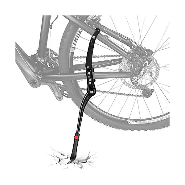 ・ 延長サイズ ・・Size:延長サイズ・長さ調整可能標準キックスタンド調整範囲 46-50cm、延長キックスタンド調整範囲 51-55cm。長さを調節できれば、駐輪時の安定感もバッチリ確保できます。24、26、27.5、28（インチ）の自...