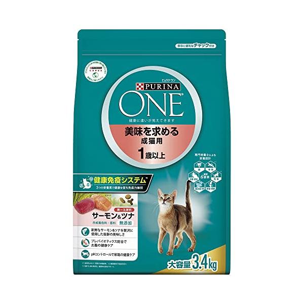 他サイト： ピュリナ ワン キャット ドライ 美味を求める成猫用 1歳以上 サーモン&amp;ツナ 3.4ｋｇの商品画像