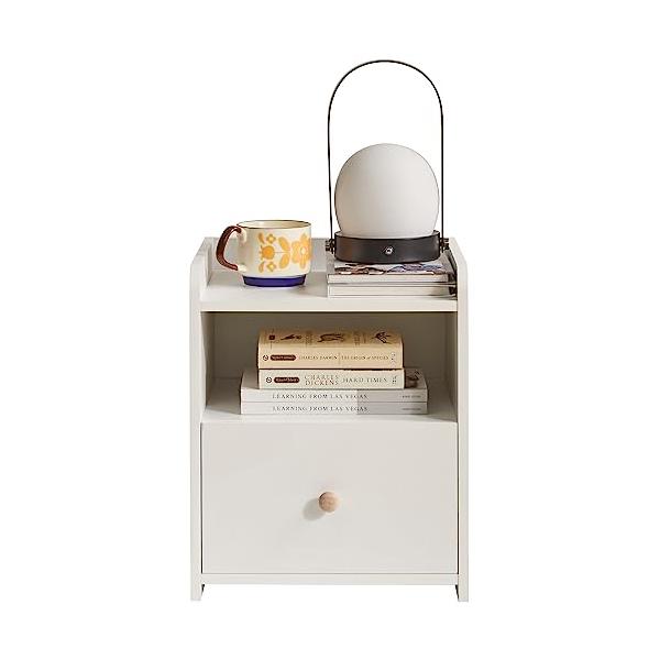 ナイトテーブルホワイト/33x29x39cm/-・Size:33x29x39cmColor:ホワイト・小型デザイン：33x29x39cmで、ミニマルな外観で、スペースをとらず、シンプルな外観と色調で、室内家具とよく合います。・多様な収納スペ...