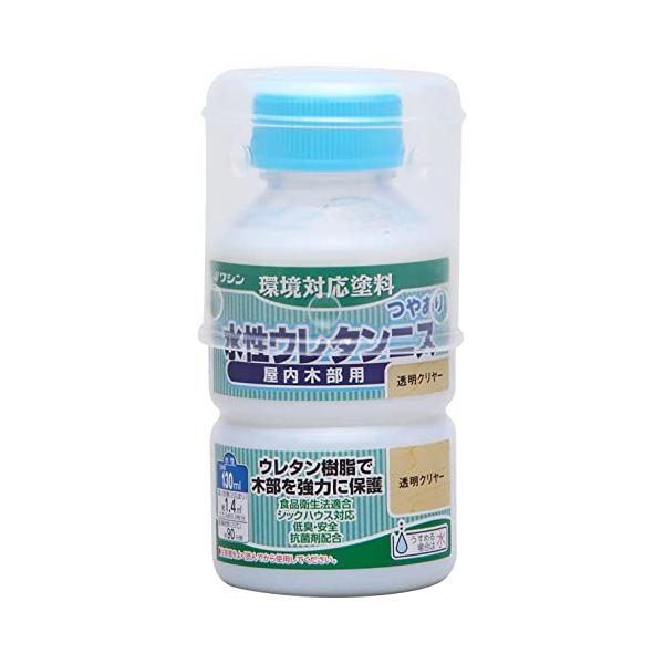 他サイト： 和信ペイント 水性ウレタンニス 透明クリヤー 130ml 屋内木部用 ウレタン樹脂配合 低臭・速乾の商品画像