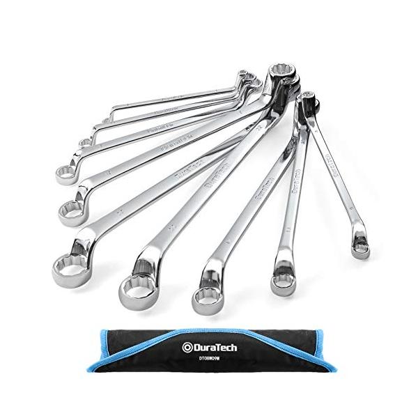 他サイト： DURATECH メガネレンチセット ミリサイズ ディープオフセット ミラー仕上げ 75° 6〜23mm 収納袋付 9本組の商品画像