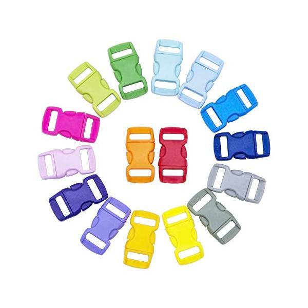実用的・カラフル  ・・Color:カラフル・パッケージ内容64枚入り（16色x4枚）　色：16種類 （図１のように）　 耐久性があり頑丈な高級POM樹脂で作られているバックルです。・対応テープ幅10mm幅のベルトに交換、装着できるワンタッ...