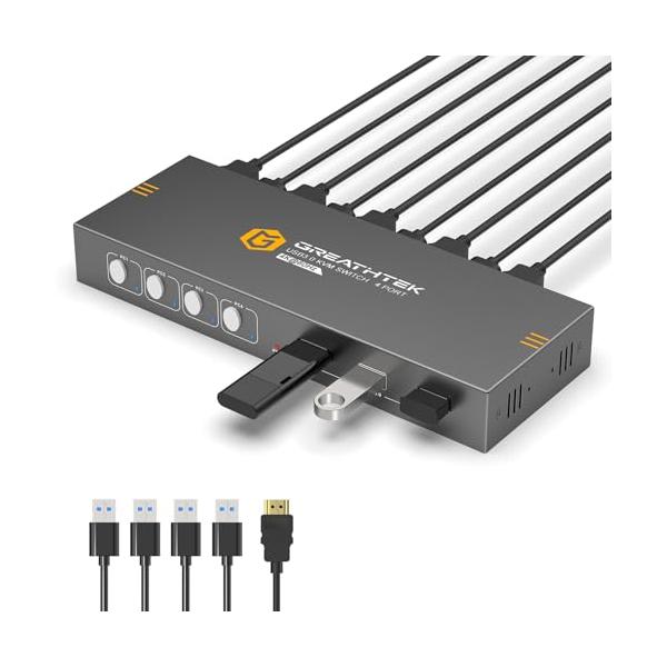 4入力1出力-/4K60Hz USB3.0/-・Style:4入力1出力・パッケージ個数:1・KVMスイッチ 4台PCこの4ポートKVM 切替器は、1組のキーボードとマウスを使用して、4つの入力ソースと1台のモニターを同時に接続します。切り...