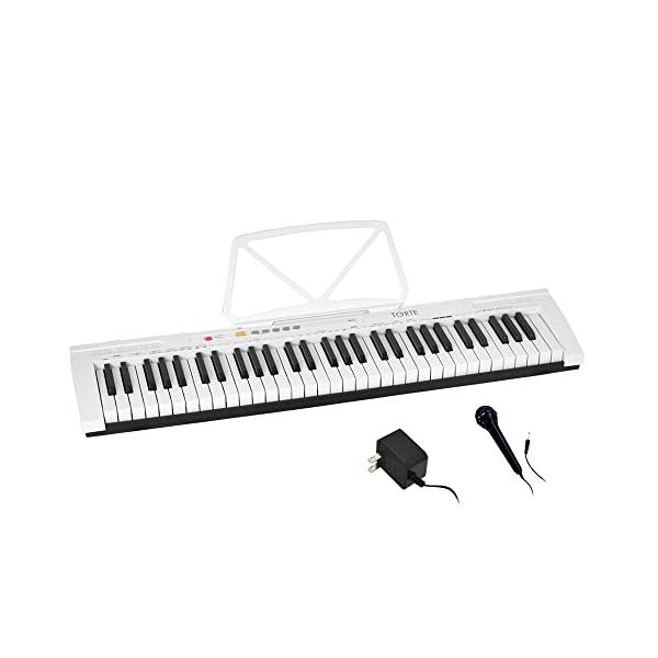 他サイト： TORTE トルテ 電子キーボード 61鍵盤 日本語表記 300ボイス 軽量スリム設計 初心者向け TSDK-61/WH 譜面立て/電源アダプタの商品画像
