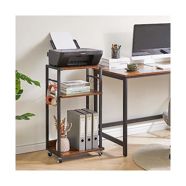 回転ブラウン/-/プリンター 台・Color:ブラウン・?現代的でスタイリッシュなデザイン：YMYNYプリンタースタンドは高品質の金属フレームと復古風木材を組み合わせ、構造が合理的で記憶空間が大きい。板面は滑らかで防水性があり、オフィス、寝...