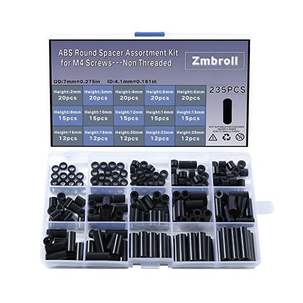 黒/外径7mm内径4.1mm長さ2mm~25mm/ABS black M4・パッケージ個数:1・包装は：200枚のABS円形ガスケット、黒、15種類のサイズ、頑丈で透明なプラスチック箱を備えている・高品質ABS材料を用いて製造し、軽量、絶縁...