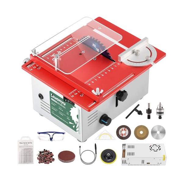 テーブルソー Huanyu テーブルソー 360W 卓上テーブルソー 切断/研磨 ミニテーブル