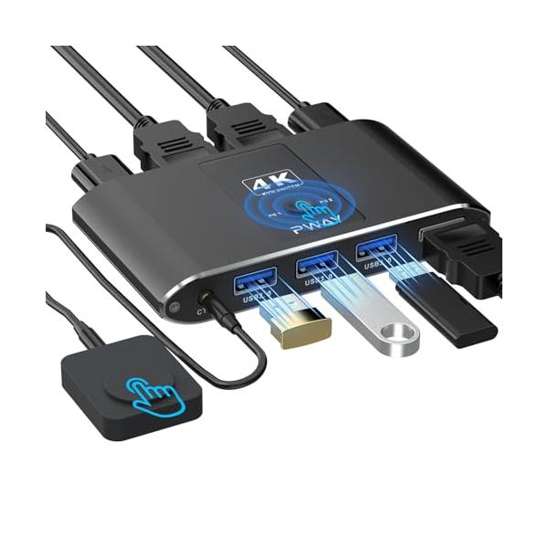 KVMスイッチ2台のPC接続可能 HDMI KVM切替器 2入力1出力 4K@60Hz解像度