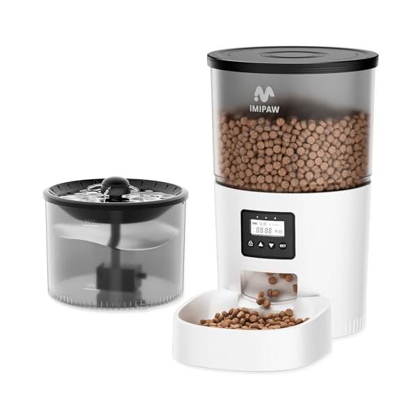 他サイト： IMIPAW 自動給餌器 猫 給水器一体 2024新モデル 3L容量 2WAY給電 手動給餌 自動餌やり機 操作簡単 お手入れ簡単 1日6食 ホの商品画像