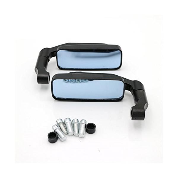 他サイト： XSAJU アルミニウム バイク ミラー スクエア型 左右セット 正ネジ 逆ネジ 8mm 10mm付属 乗用車対応 ブラックの商品画像