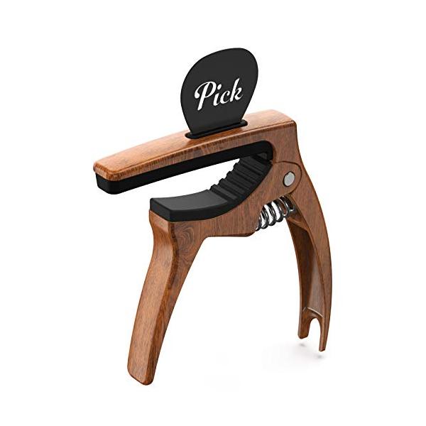 他サイト： TANMUS カポタスト 、三イン一亜鉛合金ギターカポタスト，アコースティックギター&amp;エレクトリックギター用ピッククリップ＆ピック*4付き弦楽器の商品画像