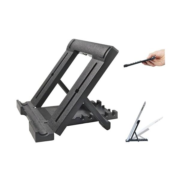 ベーシック ブラック（黒・無地）/-/-・薄型 コンパクト、角度調節機能付 折り畳み式 タブレット ＆ スマートフォン 卓上 スタンドです。薄型・軽量、コンパクト、折りたたんだ状態では場所をとりませんので持ち運びや保管が便利です。縦置き・横...