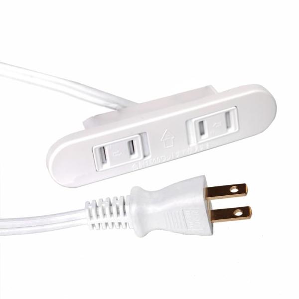 ・ホワイト  ・・Color:ホワイト・1.素材:樹脂製。・2.サイズ:107mm*24mm*18mm。・3.定格:125V 15A。コンセントは1500Wまで対応。・4.スライド式ほこりカバー付き。・5.コード長:約1.8m。