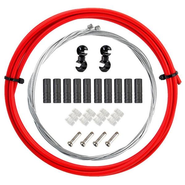 ・レッド  ・・Color:レッド・セット内容寸法：アウターケーブル：長さ2m/直径4mm、シフトケーブル：長さ1.55m（フロント）/2.1m（リア）、シフトケーブルエンドフェルール：10個、S字フック：2個、Oリング：4個、ワイヤーエン...
