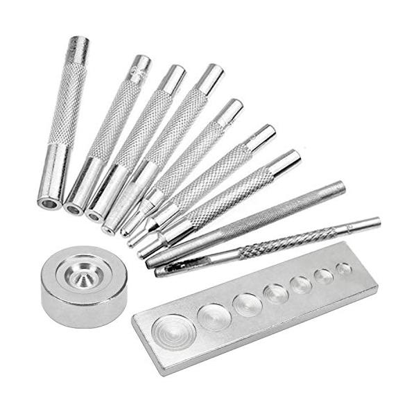 他サイト： [Ｙヤクニタツ] レザークラフト ホック打ち具 11点セット ハトメ 万能打ち台 カシメ打ち 革細工 打ち具 道具の商品画像