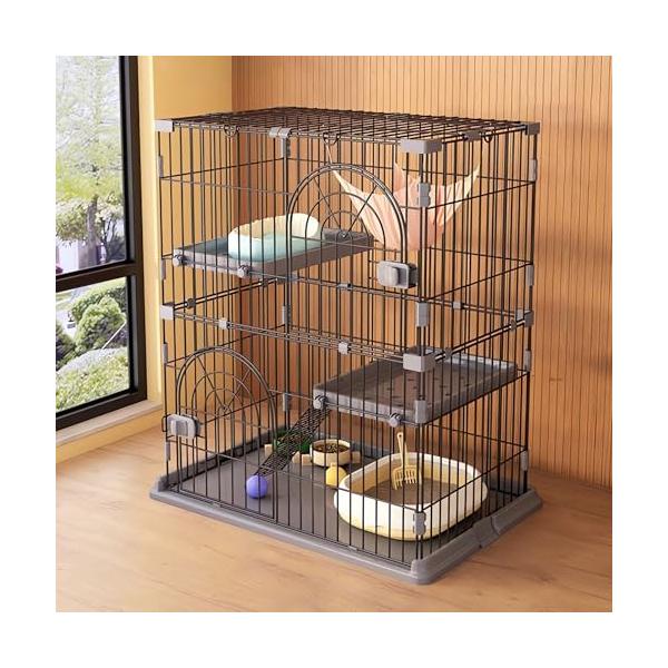 他サイト： JPJieAnXin 猫ケージ キャットケージ 2段 スリム 大型猫用 幅76*奥行50.5*高さ89cm ペットケージ 組み立て簡単 階段ワイの商品画像