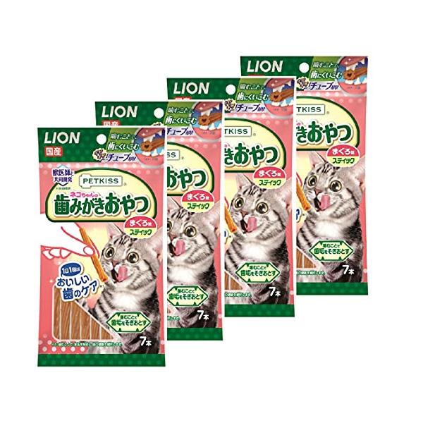 他サイト： ライオン LION ペットキッス PETKISS 猫用おやつ ネコちゃんの歯みがきおやつ スティック まぐろ味 4個パック まとめ買いの商品画像