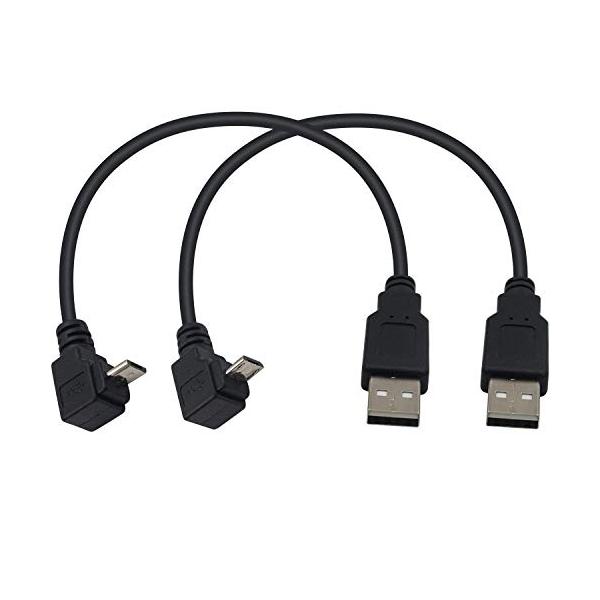 Duttek マイクロ USB 5ピン L型 Micro USB 充電ケーブル，1 セット Micro USB オス上向き/下向き 充電ケーブル