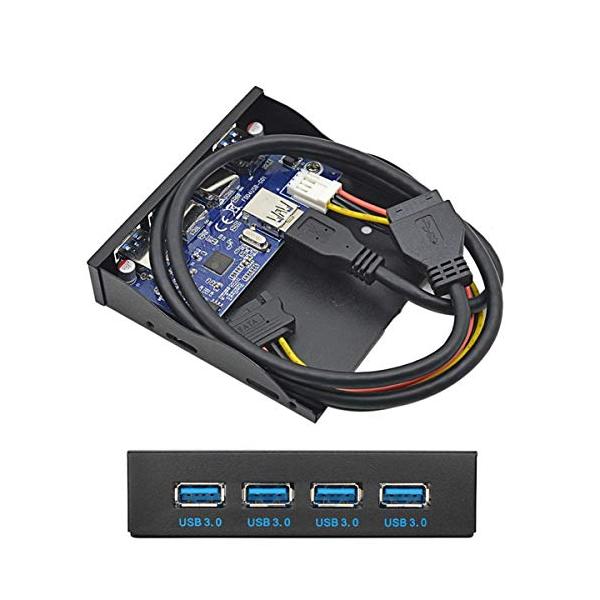 Cablecc USB 3.0 ハブ 4ポート フロントパネルからマザーボード 20ピンコネクタケーブル 3.5インチフロッピーベイ用