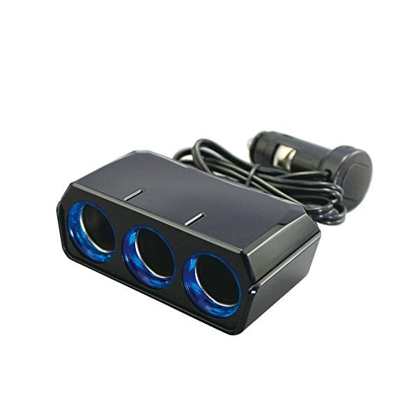 他サイト： 槌屋ヤックTsuchiya Yac 車内用品 電源ソケット リングライトソケット トリプルセパレート ブラック コード長1m PZ-738の商品画像