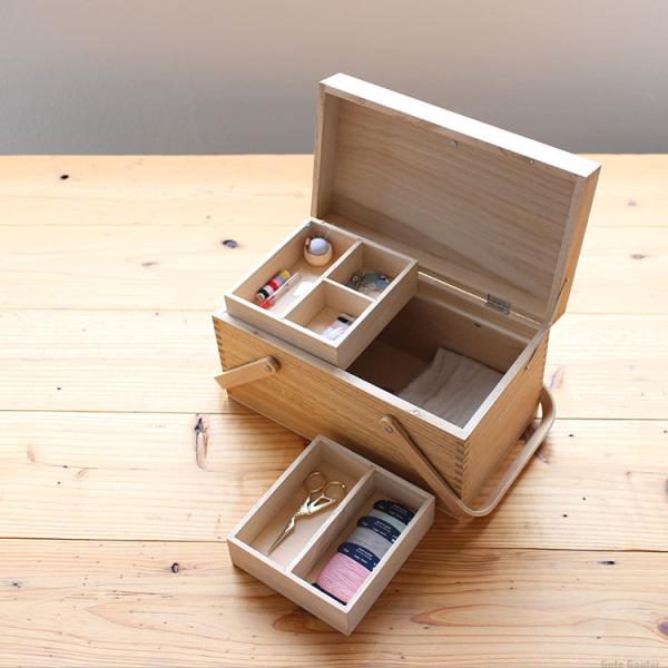 倉敷意匠 栗のソーイングボックス 裁縫箱 木製 2段 木箱 倉敷意匠 