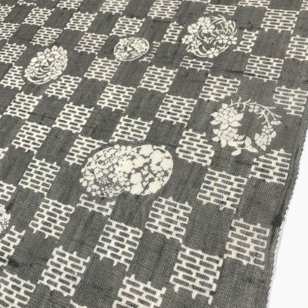 絹芭蕉 夏物 反物 絹100% 市松模様に花紋 : みけねこ本舗 - 通販