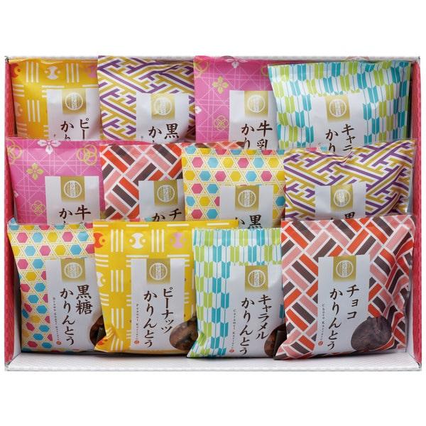 サクサクッとした食感に仕上げた、風味豊かなハチミツ入り黒糖かりんとう、ピーナッツの香ばしさと甘みが調和した、風味豊かなピーナツかりんとう、牛乳を生地に練り込み、サクサクッとした食感に仕上げた牛乳かりんとう、香ばしい黒ごまで仕上げ風味豊かな黒...