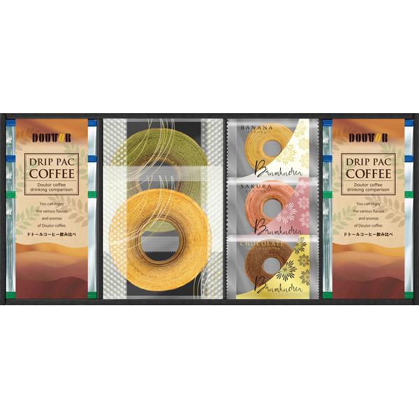 創業当時から直火焙煎にこだわるドトールの美味しさを一杯ずつドリップできる珈琲セット。ふんわりと焼き上げたバウムクーヘンの甘みが珈琲のお供にぴったりのギフトです。