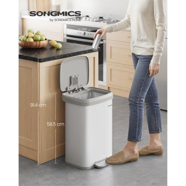 SONGMICS ゴミ箱 ペダル式 蓋付き 50L 大容量 ステンレス製
