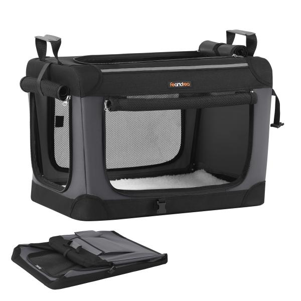 【商品仕様】素材：高品質のオックスフォード生地+メタルチューブ+起毛マット。【30秒で組立可能、外出に便利】素早く組み立て可能で外出に便利。ソフトキャリーのためプラスチック製より衝撃吸収性が高く、ペットが中で動いても痛くなりにくいです。折り...