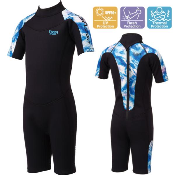 【送料無料】TUSA Sport （ツサスポーツ） UA5308 子ども用半袖ウェットスーツ キッズ 男の子 女の子 ラッシュガード シュノーケリング 水着 スプリング