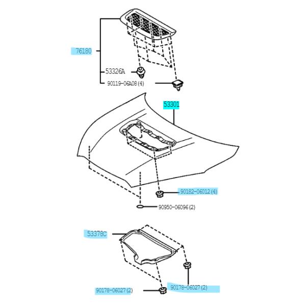 トヨタ 純正 新品 GRヤリス APP エアロパフォーマンスパッケージ ボンネット本体 ボンネットバルジ ダクト GXPA16