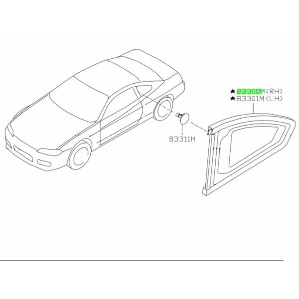 日産 S15シルビア リヤクォーターガラス左右セット！プライバシーガラス仕様！ sonimaruworkshop_hn1611