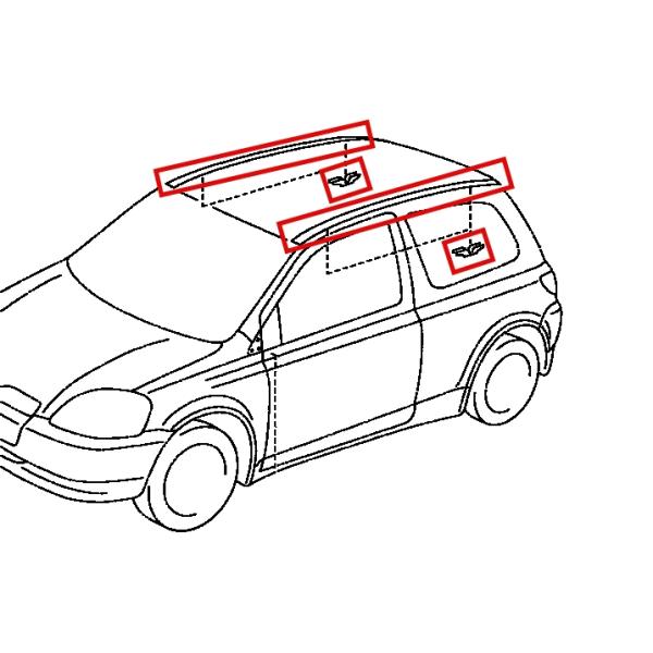 ヴィッツ　(75551)ルーフドリップモール RH　2本 ヴィッツ (75551)ルーフドリップモール RH 2本 75551-52130