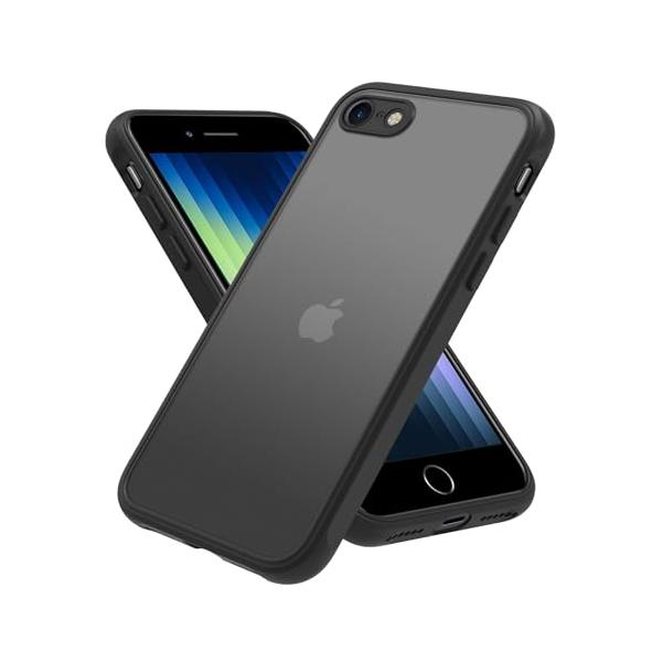 PinLiSheng 対応 iPhone SE3/SE2 ケース 第3世代 第2世代 8/7 ケース マット 半透明 4.7インチ ブラック