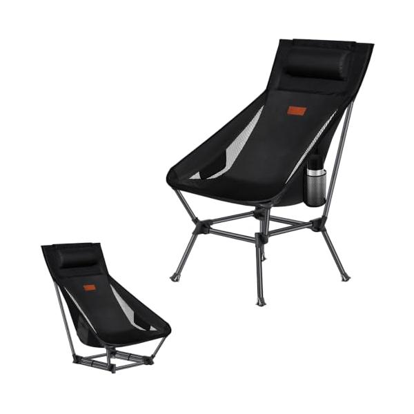 DesertFox アウトドアチェア 2WAY キャンプ椅子 ローチェア 軽量 枕付き ハイバック 単品/セット【独自開発のカップホルダー】 耐荷重150kg コンパク