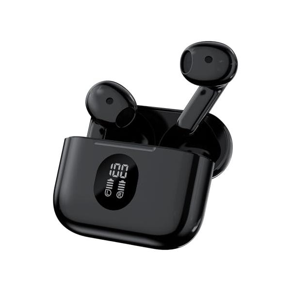 【イヤホンBluetooth6.0・ENC通話ノイキャン】ワイヤレスイヤホン 瞬時接続/自動ペアリング 最大24時間再生 IPX6防水 LED残量表示 Type-C急速充電 Hi