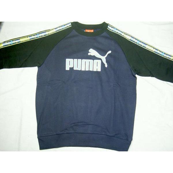 プーマ ジュニア トレーナー puma 160 ネイビー プリント入り スウェットシャツ