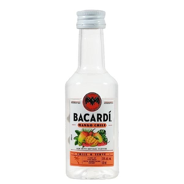 天然マンゴー、チリ・スパイス、バカルディ スペリオール ホワイトラムをブレンドしています。フルーティな甘さとスパイシーンなフレーバーが特徴です。名称　バカルディ マンゴー チリ容量　50mlアルコール度数　35度酒類　スピリッツ（ラム）