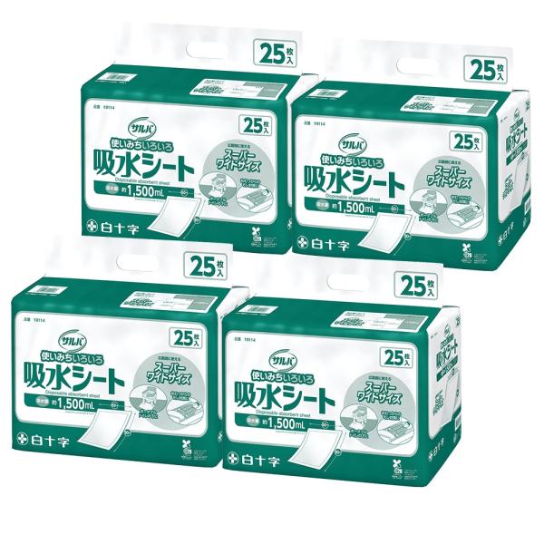 白十字 サルバ 吸水シート 6090 スーパーワイド 計100枚 (25枚×4袋)
