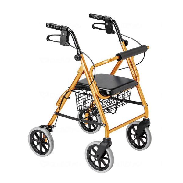 ■屋内外で利用できるスタンダードな歩行車。※付属品：バスケット■握りやすいグリップ形状のハンドルとブレーキ。■耐久性のあるブレーキユニットを採用。■物を運ぶためのバスケットは座面の下にあり安定性を重視。■座面クッションを備え、歩行途中でも腰...
