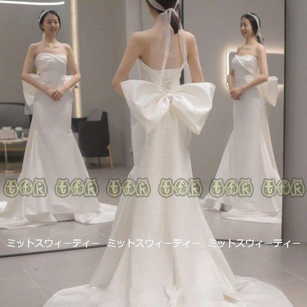 ウエディングドレス 二次会 花嫁 前撮り ビスチェ ワンピース Hai13lifu326 ウエディングドレス ウェディングドレス バックリボン ロング ドレス バックリボン ビスチェ エレガント 結婚式 リゾートドレス シンプル Sooaショップ Hai13lifu326 白 ワンピース